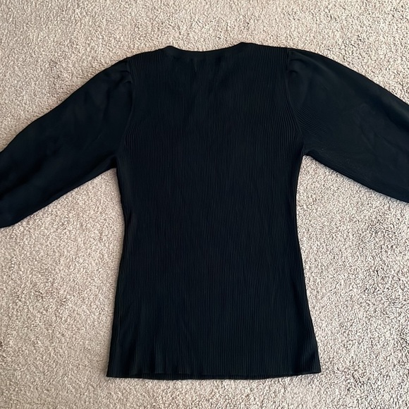 Milly Black Puff Balloon Sleeve Ribbed Sweater - Picture 2 of 8